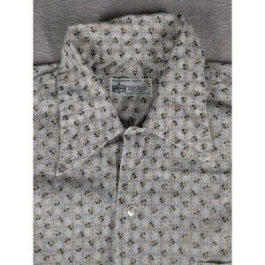 Vintage 70s KMart Shirt Mens Large Floral Plaid Dagger Collar Permanent Press 16